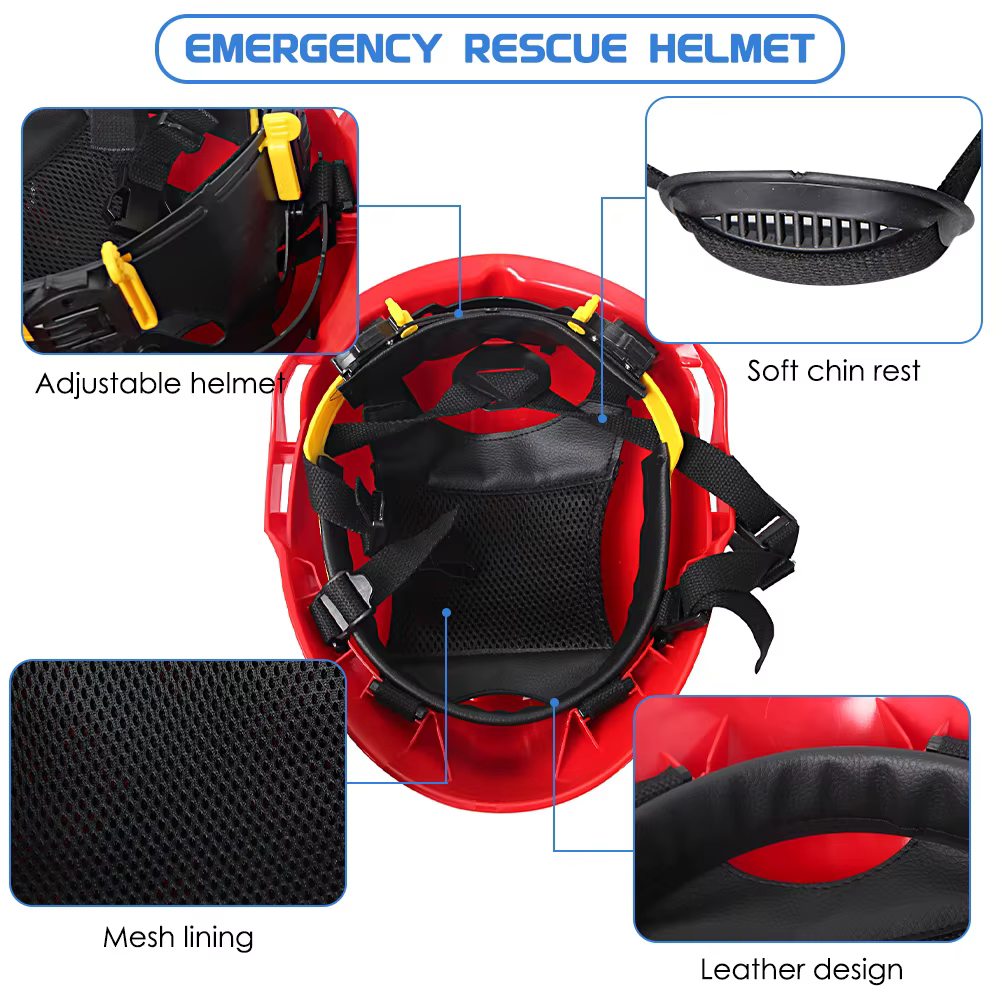 Casque de pompier, casques de sécurité pour les interventions d'urgence, casque de protection ABS pour pompiers avec support pour lampe torche et ensemble de lunettes de protection