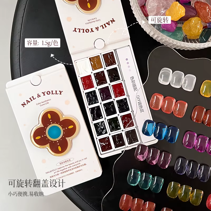 NAIL & YOLLY 18 couleurs 3D peint solide Gel paillettes UV Gel vernis Palette ongles crème Art Semi Permanent tremper