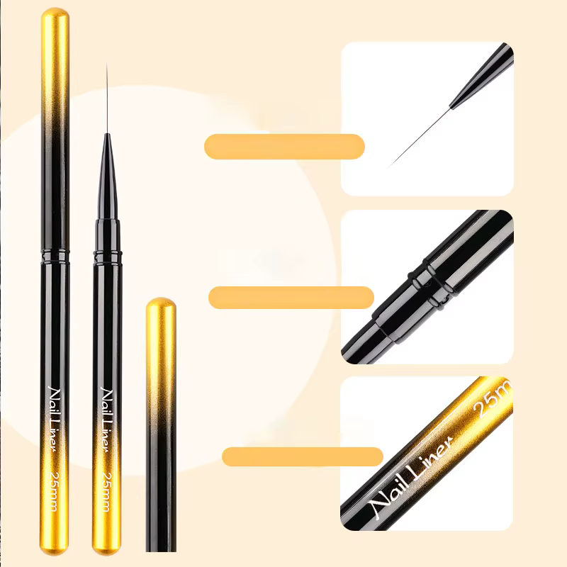 Pinceau de précision pour nail art 6/9/12/15/18/25mm – Stylo de dessin à fines rayures pour manucure DIY