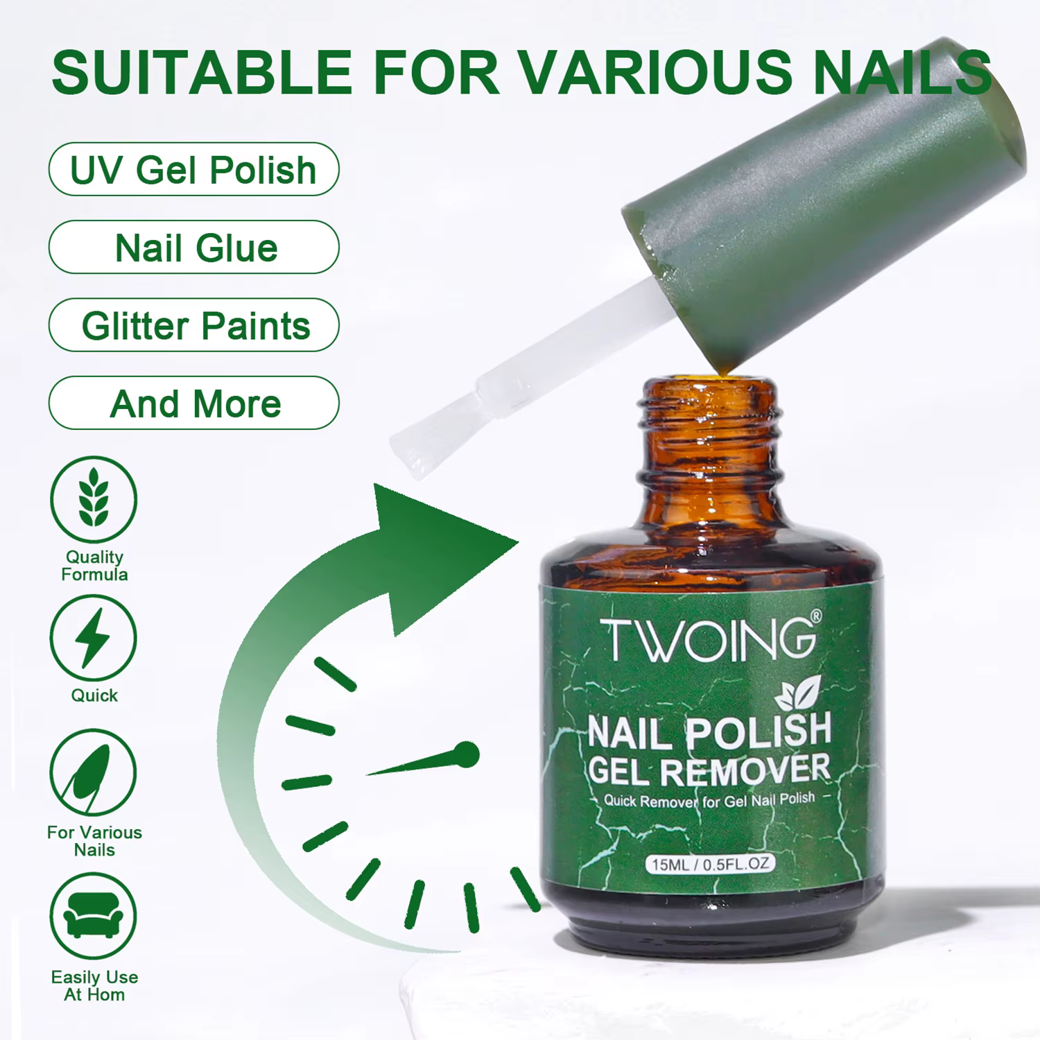 TWOING 2.0 15ml magique rapide dissolvant de vernis à ongles Gel propre UV tremper Semi Permanent