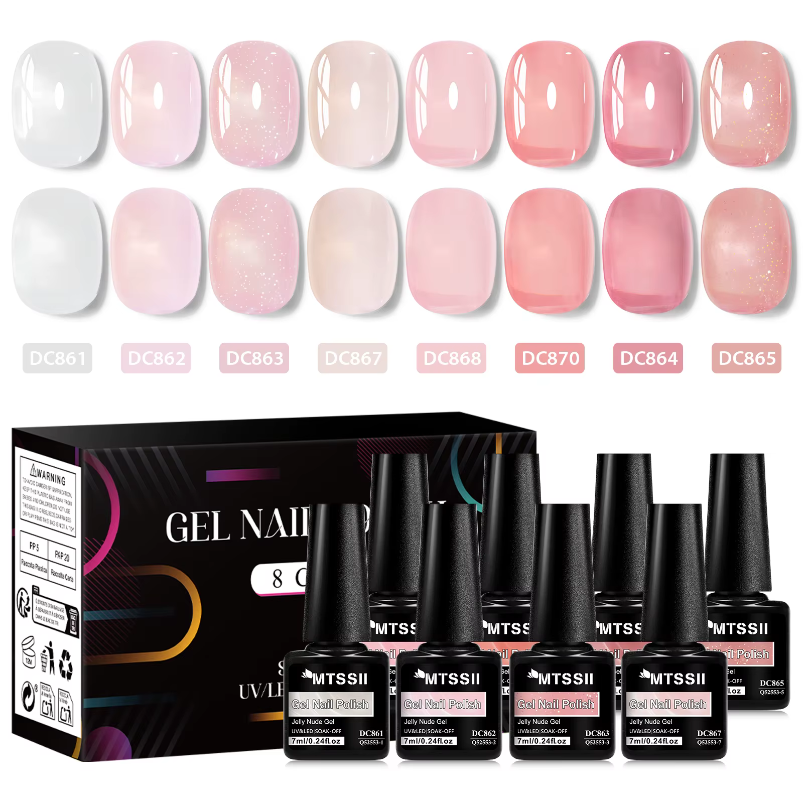 8 pièces ensemble de vernis à ongles Gel gelée nue avec boîte couleur translucide Semi Permanent tremper UV LED Gel