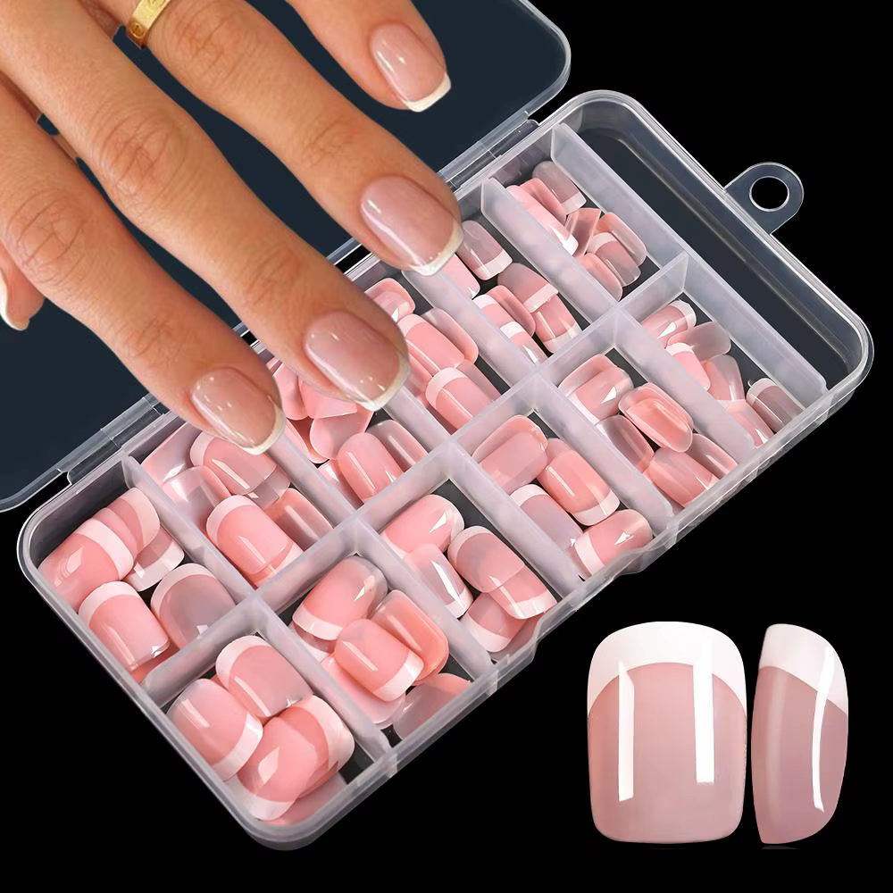 120 pièces rose français court carré faux ongles 12 tailles couverture complète presse