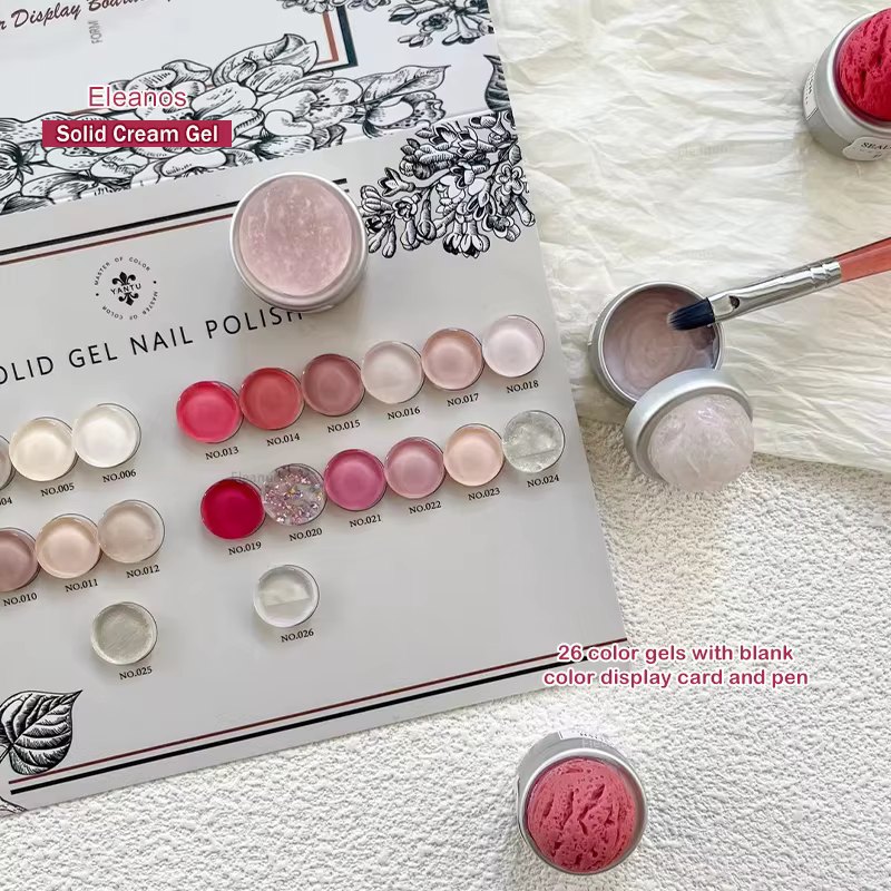 Eleanos Straberry rose marron 26 pièces Gel crème solide vernis Gel de peinture professionnelle avec nuancier pour Nail
