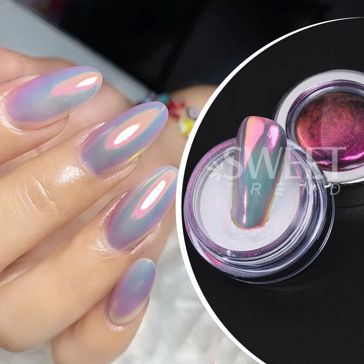 0.3g Iridescent Aurora miroir ongles paillettes Pigment licorne Chrome frotter la poussière arc-en-ciel fée scintillant haute qualité manucure poudre