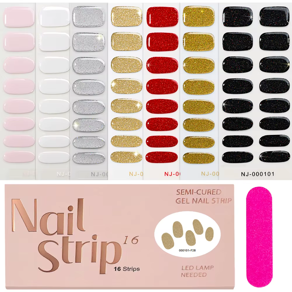 Autocollants pour ongles en Gel à paillettes rouges de noël