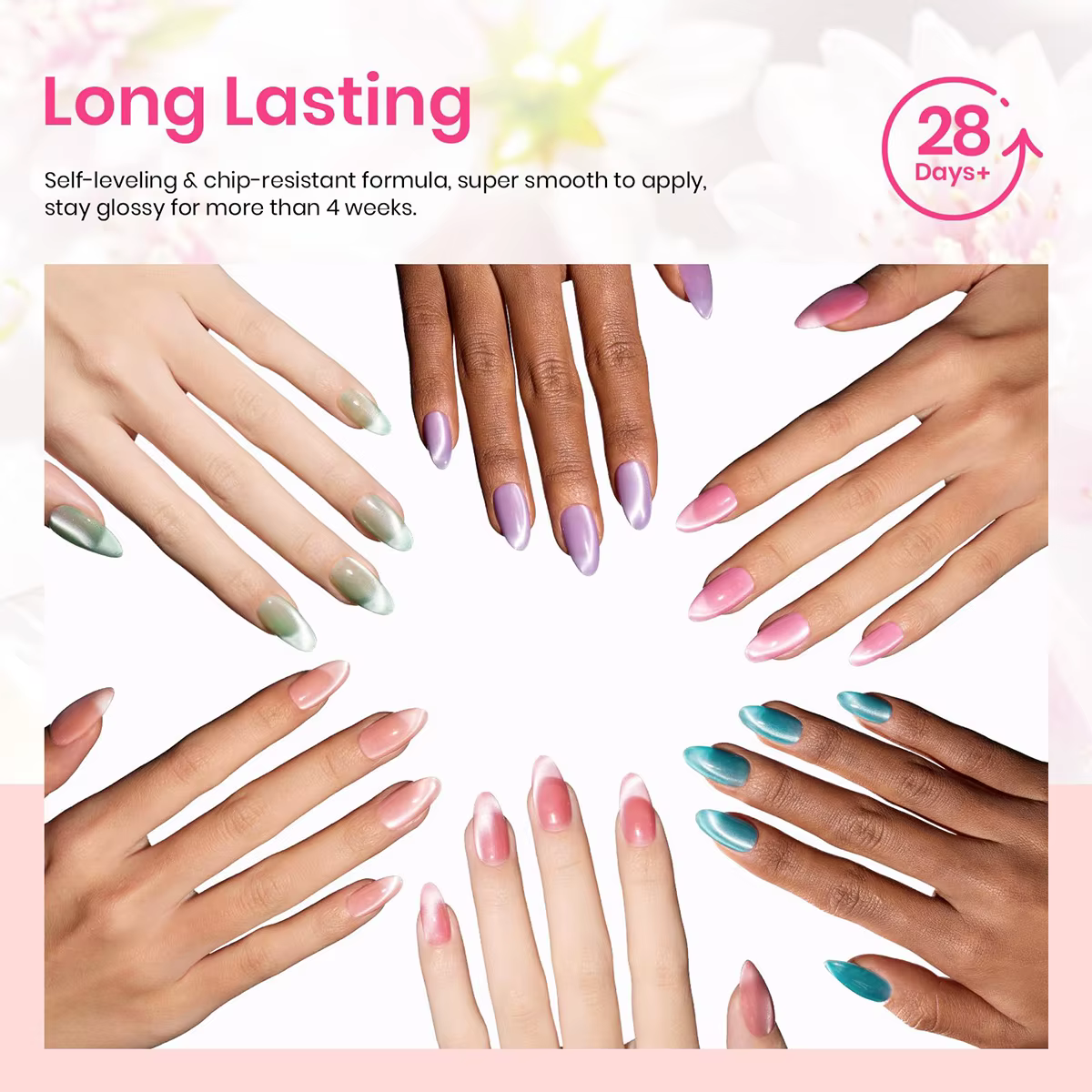 6 pièces noël ongles blanchissant 2025 Style vente chaude aurores boréales perle oeil de chat aimant Gel vernis