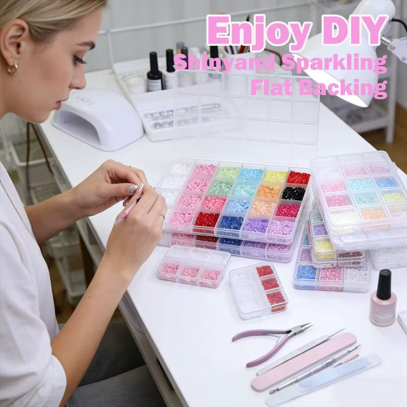 ● Décorations d'ongles en forme de fleurs à cinq pétales mélangées (6/12/24 grilles)