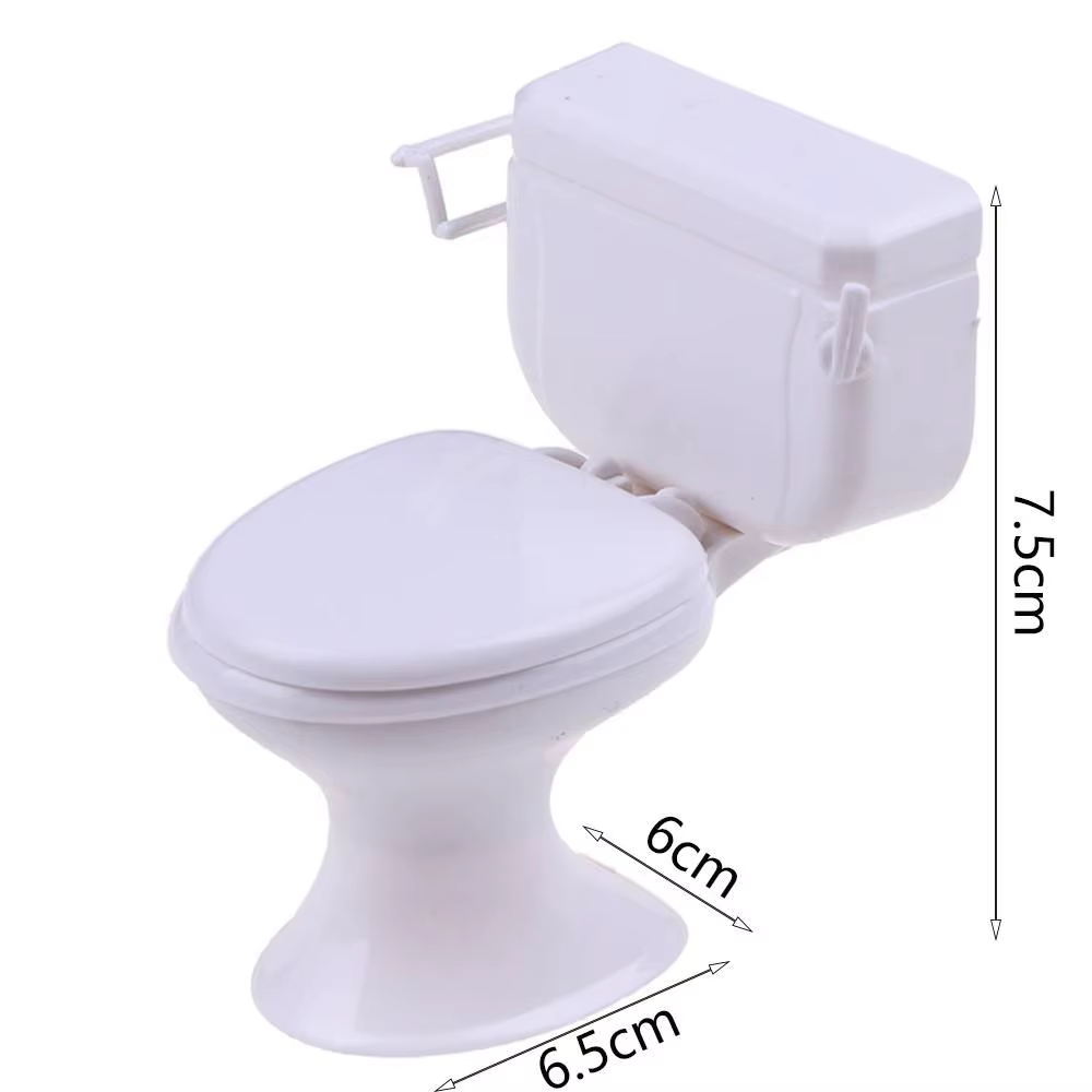Maison de Jeu Vintage avec Toilette Miniature, Accessoire de Couleur Blanche, Meuble de Course