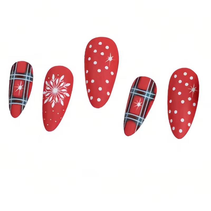 Faux ongles à pression française de noël
