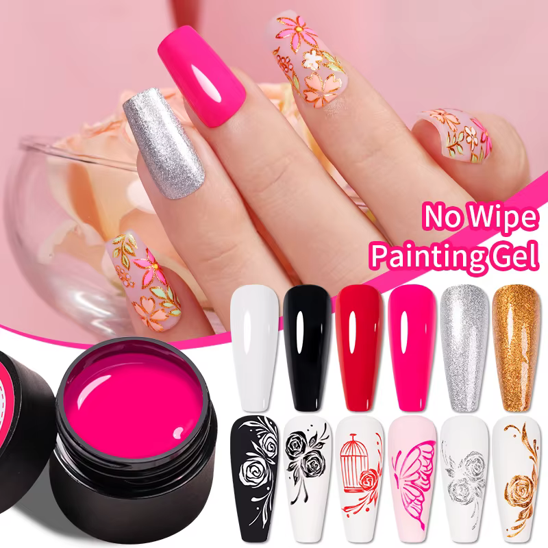 AWStorG 5g 4 en 1 sans lingette peinture Gel vernis pas fluide noir blanc couleur