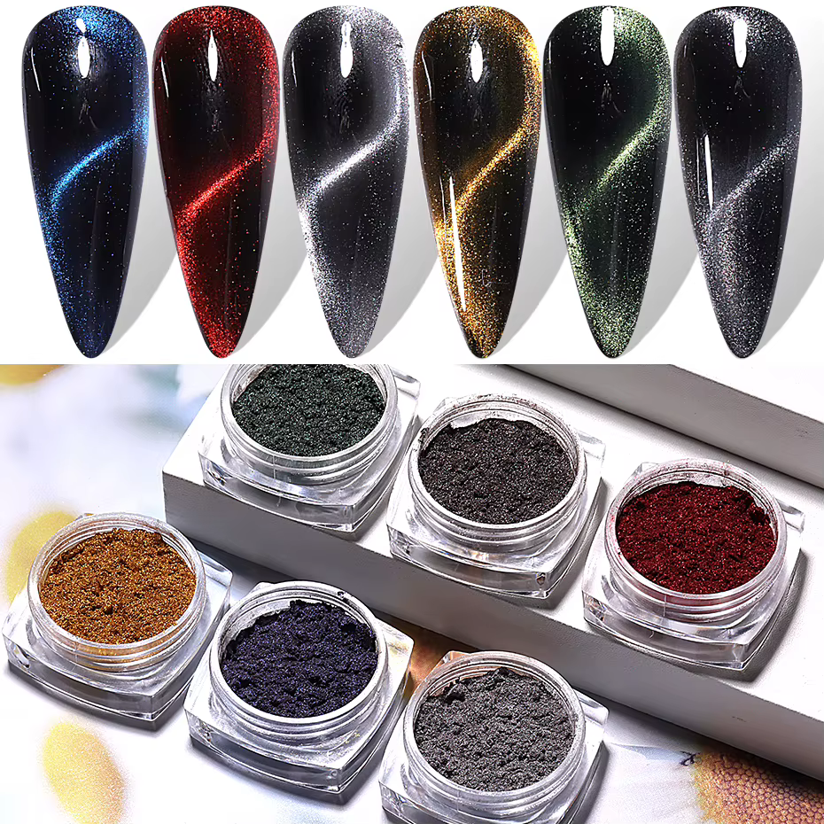 Poudre à ongles magnétique chromée œil de chat