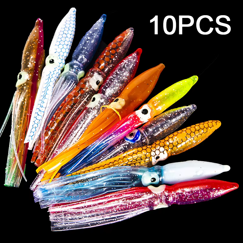 10 pièces 8 cm leurre souple calmar appâts artificiels leurres poulpe thon voilier appâts
