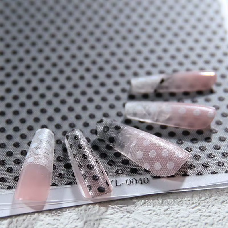 Autocollants adhésifs pour ongles à pois noirs et blancs, motifs dentelle, décorations DIY pour manucure en salon