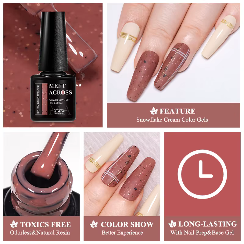 8pc flocon de neige couleur crème Gel vernis ensemble