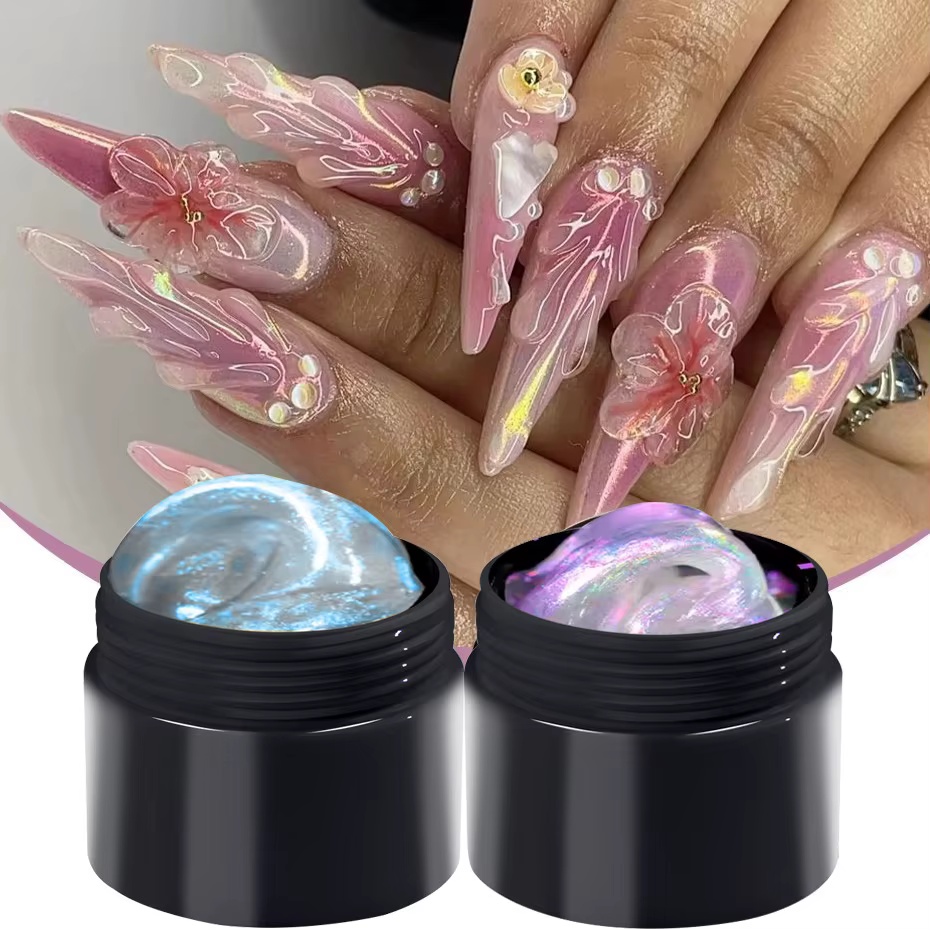 Gel de sculpture 3D Aurora Pearl Mermaid - Gel de modelage antiadhésif pour extensions d'ongles