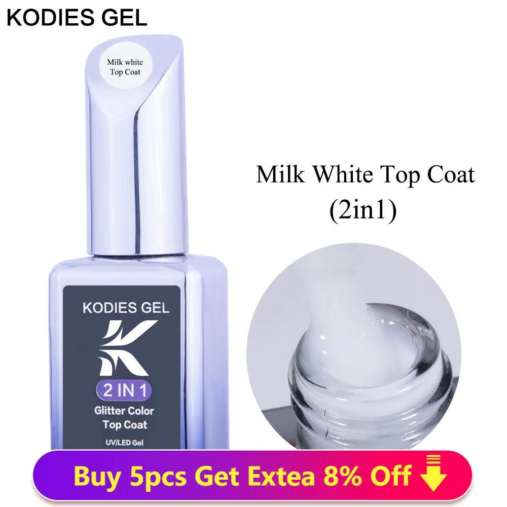KODIES GEL-Verhéritage à Ongles Gel UV Blanc Laiteux, Finition Gelée Translucide, Non Collant, Brcorporelle, Semi Continu