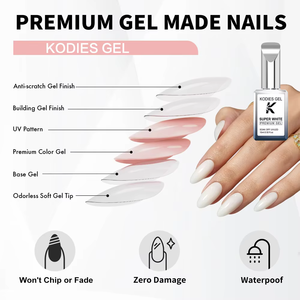 KODIES GEL Premium Gel Vernis à ongles Super blanc