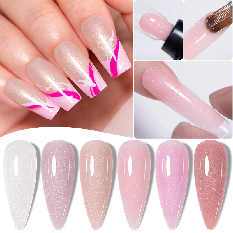 PUENTE 30ML paillettes Poly ongles Gel Hema gratuit rose