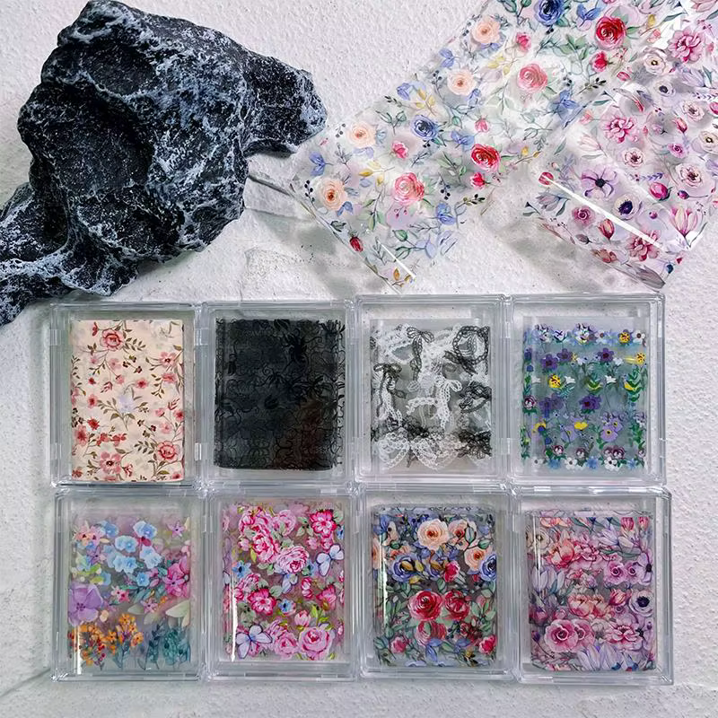 Feuille de transfert pour nail art motif rose