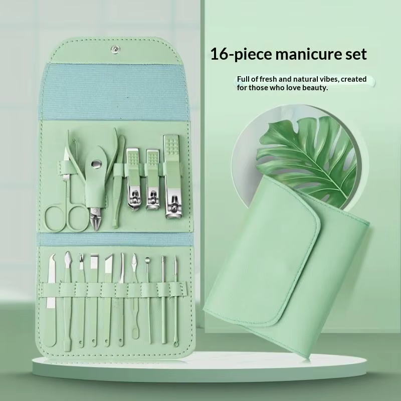 Kit de manucure et pédicure professionnel 4/16 pièces, coupe-ongles, pinces à cuticules, avec étui de voyage