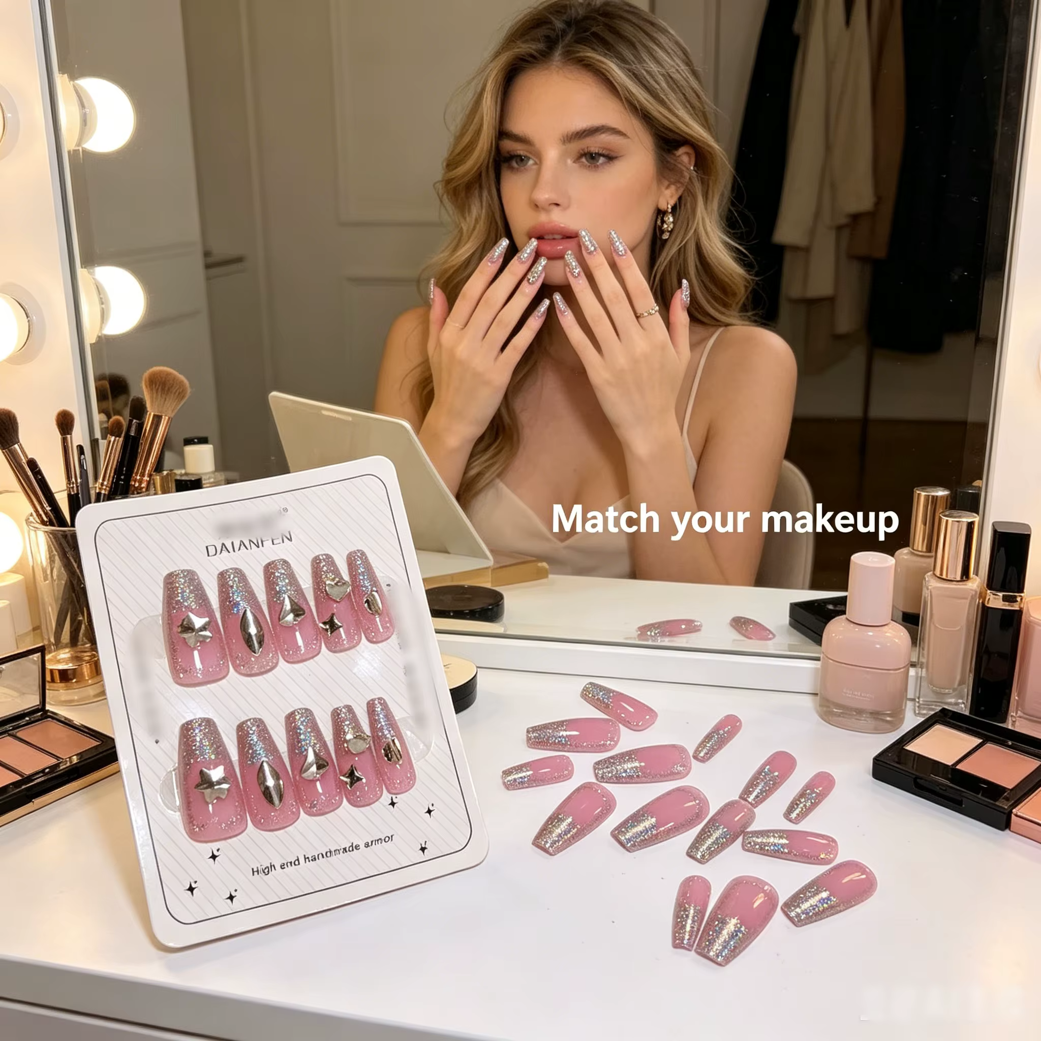 Faux ongles à presser, kit complet de 24 pièces