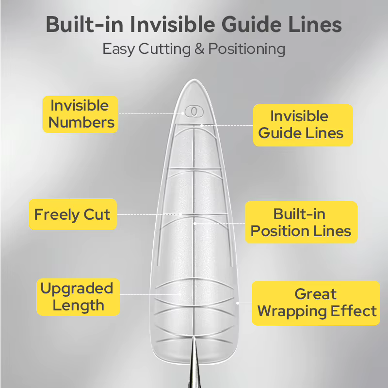 BORN PRETTY – Nouveaux faux ongles longs stiletto avec lignes de guidage intégrées