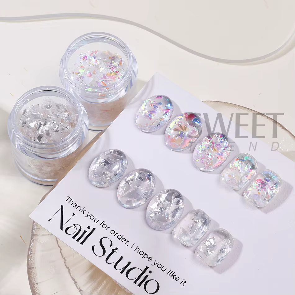 2 bouteilles de paillettes irisées pour ongles