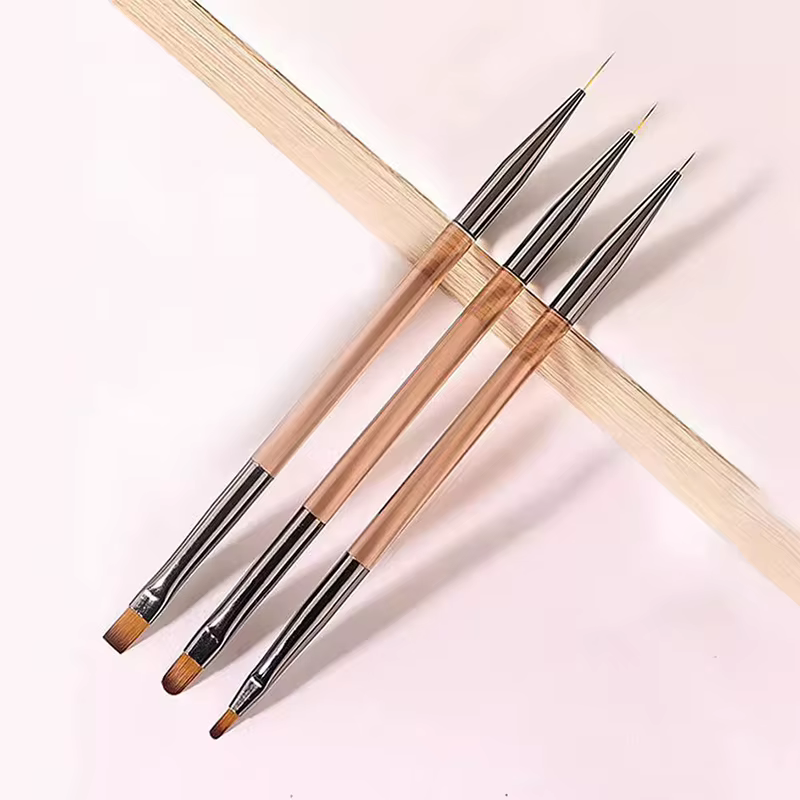 Lot de 3 pinceaux de manucure double usage