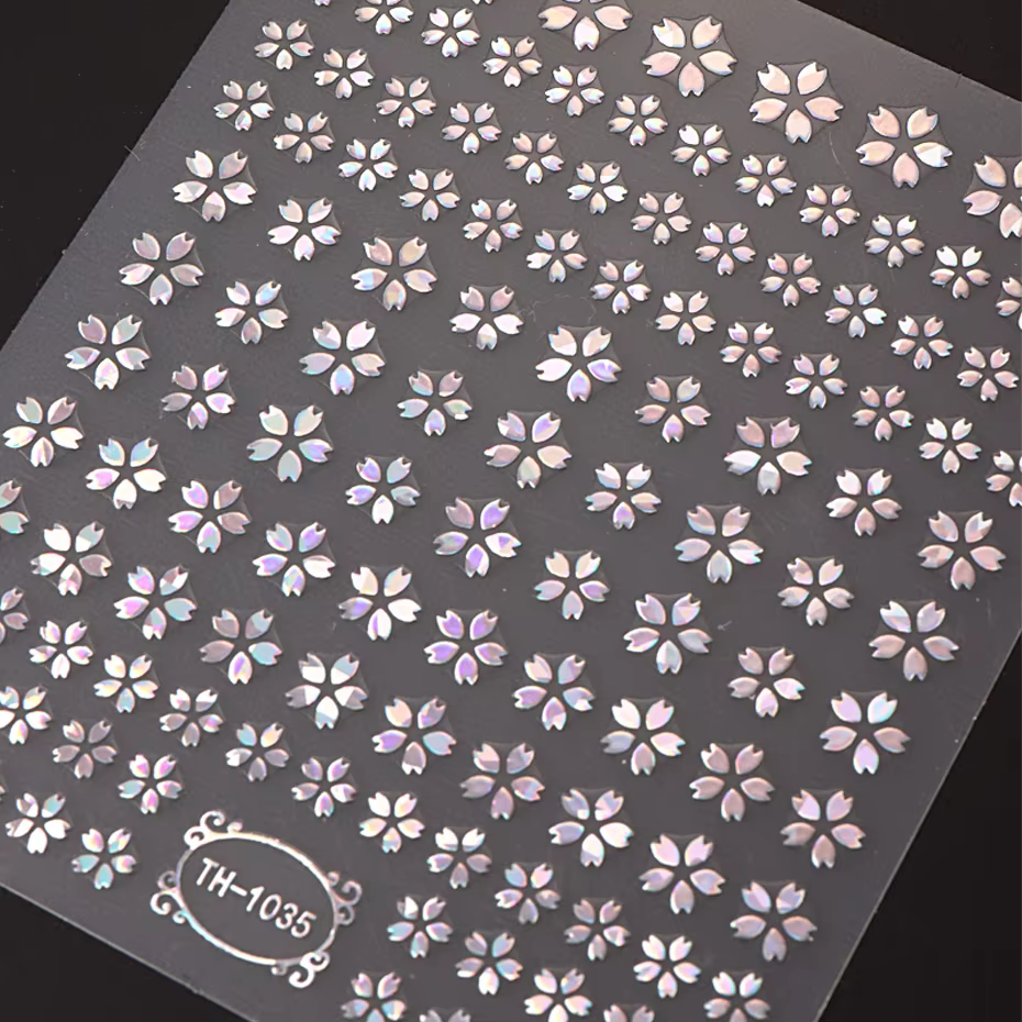 Autocollant Laser 3D fleur Sakura pour ongles