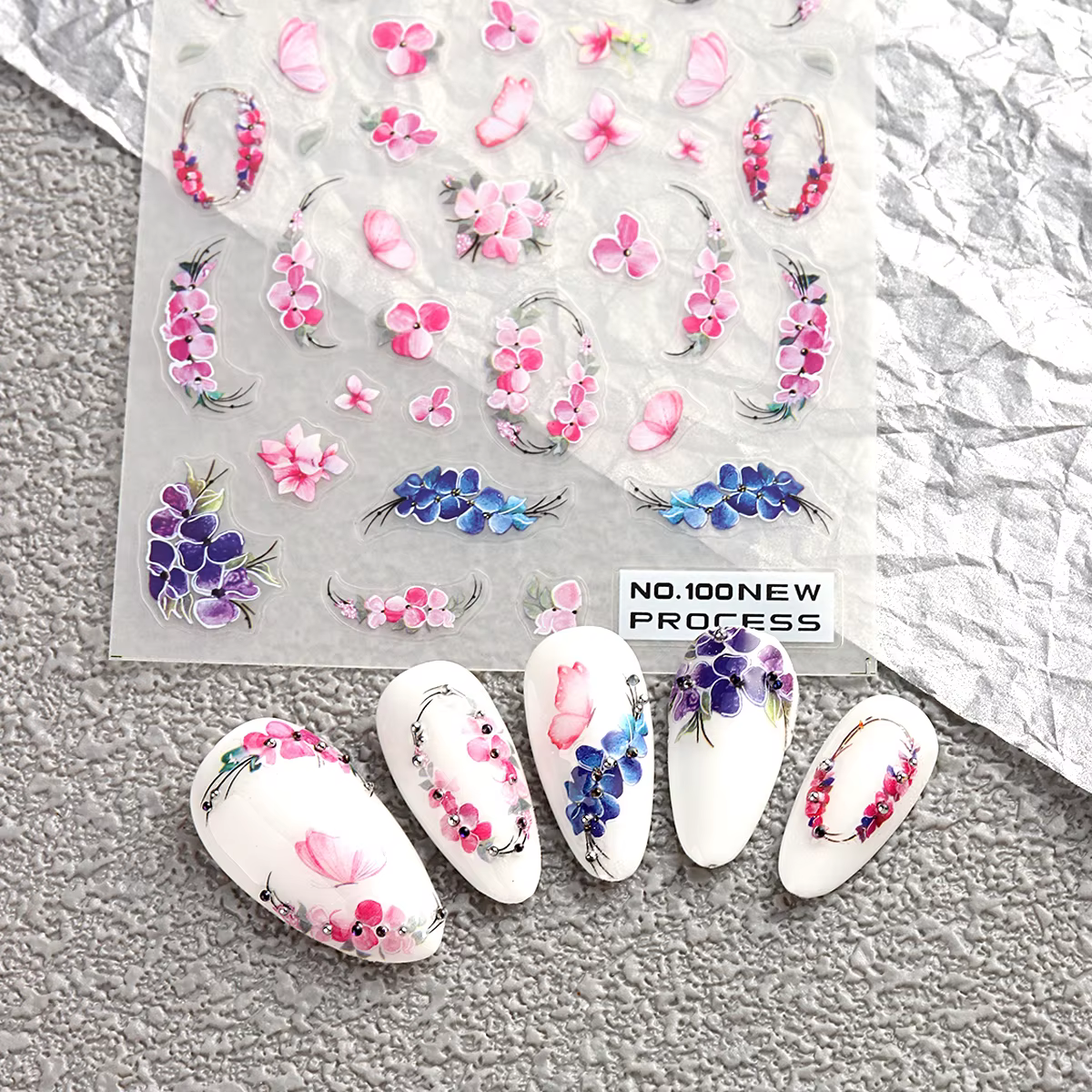 Autocollants pour ongles à fleurs roses
