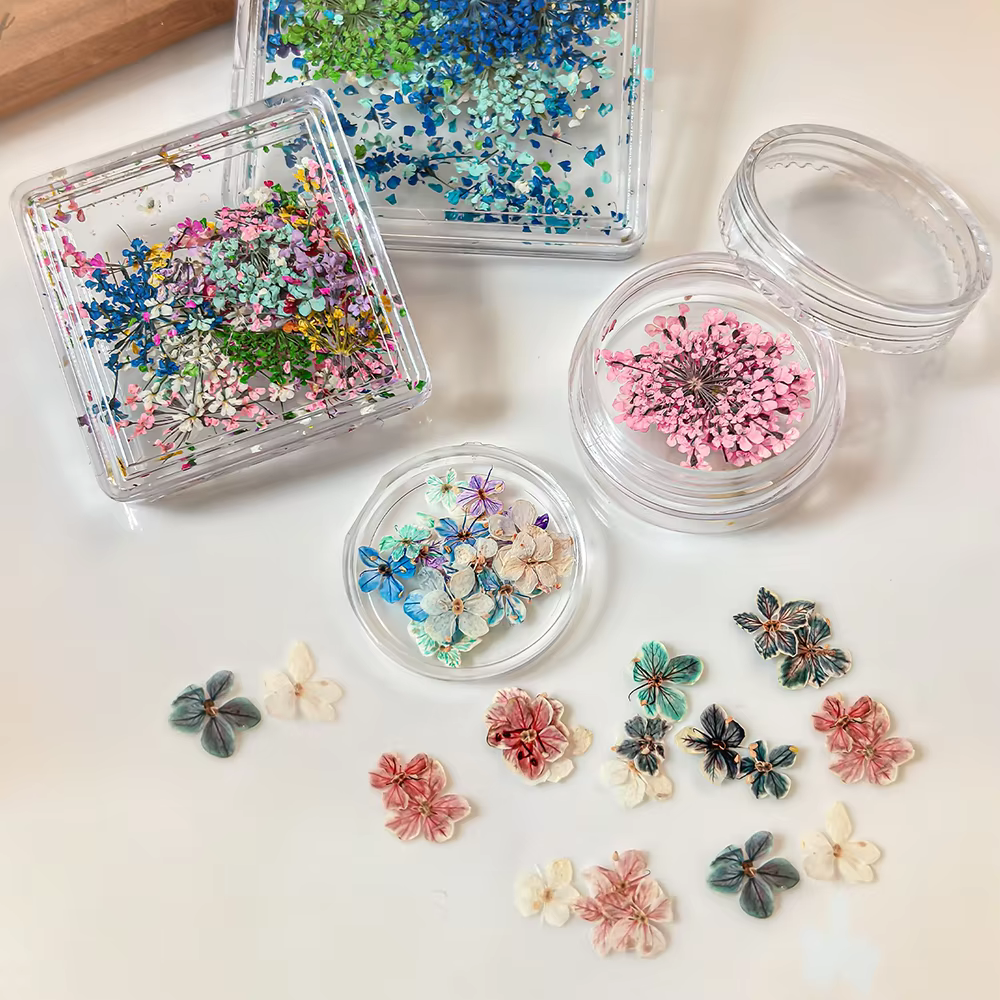 1 boîte de fleurs séchées 3D de style japonais pour la décoration des ongles