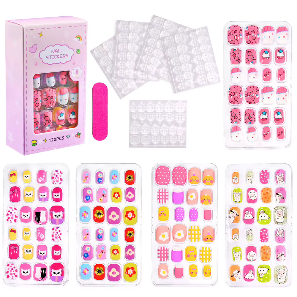 Faux Ongles Colorés à Couverture Complète pour Enfant Fille
