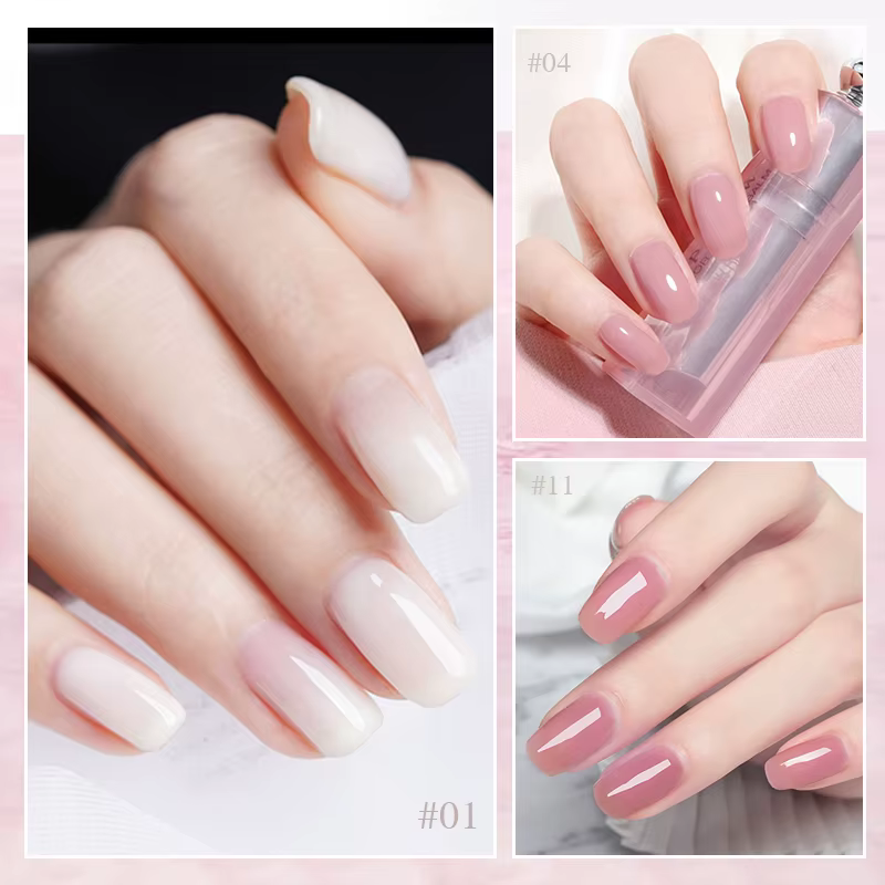 Mocmaki GEL Structure Gel Funny Bunny Rubber Base Gel Vernis à Ongles 15ML Semi-Permanent UV Soak Off Blanc Laiteux Gellak pour Manucure