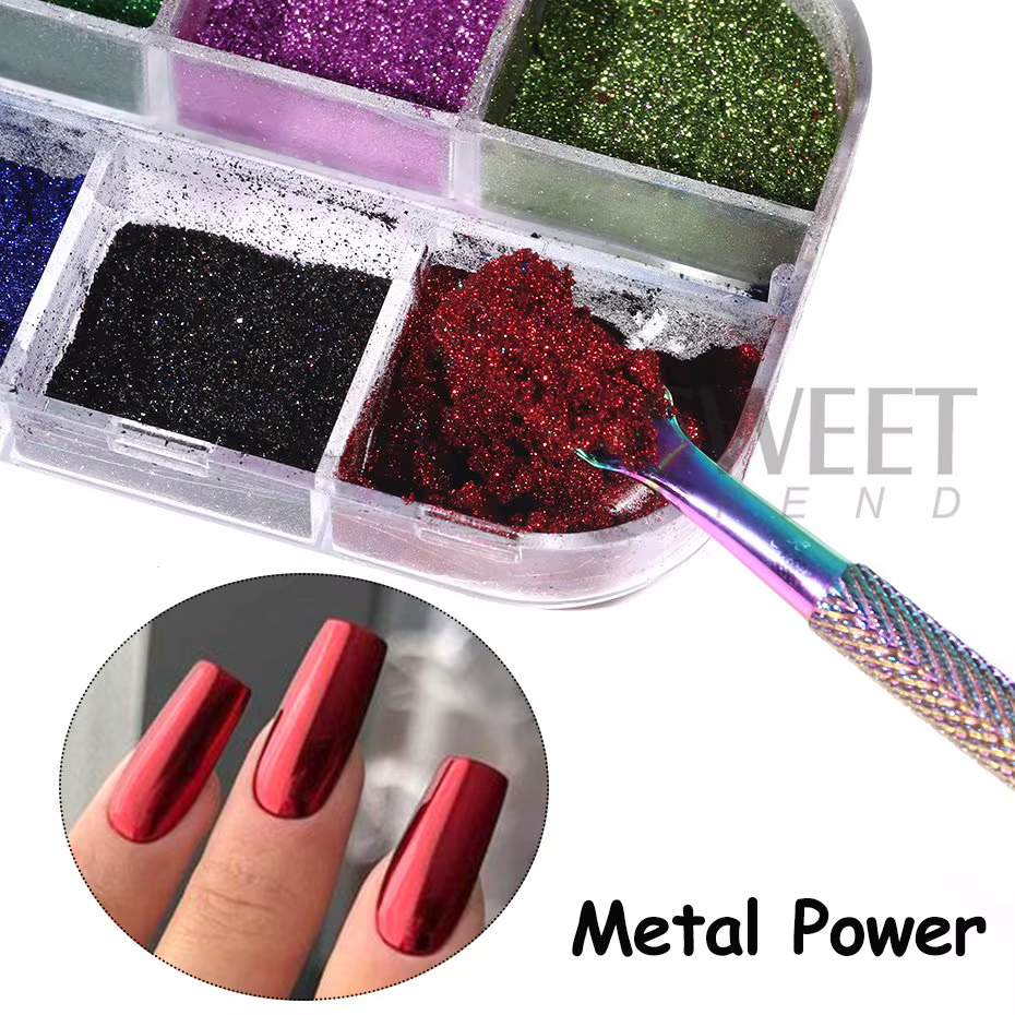 Poudre métallique pour ongles