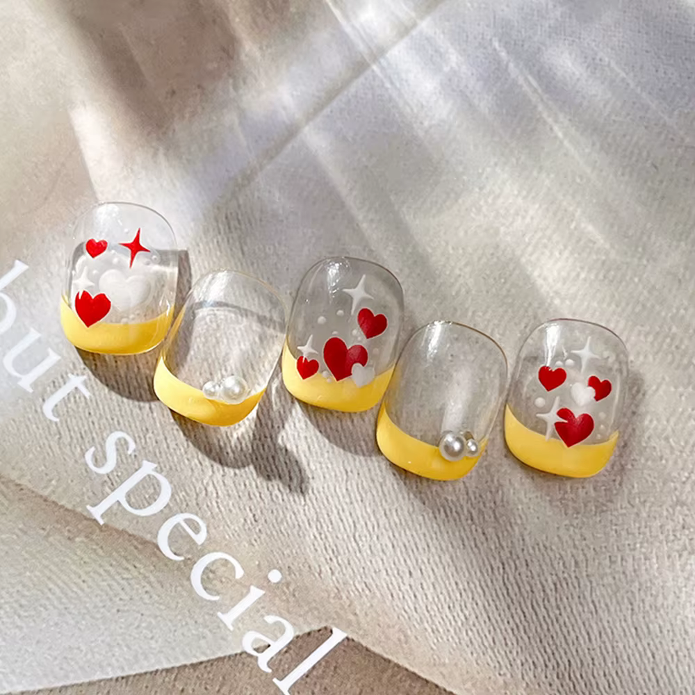 3D saint valentin amour coeur Nail Art autocollant rouge blanc croix étoiles auto-adhésif ongles décalcomanies 8*10 cm