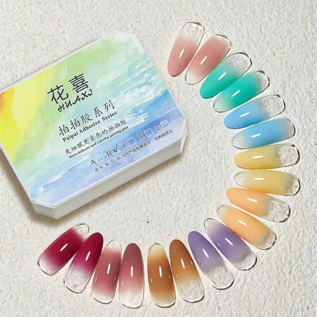 Nouveau vernis gel multifonctionnel 4-en-1 'Pat-on' pour manucures en gel ; Convient aux effets ombrés