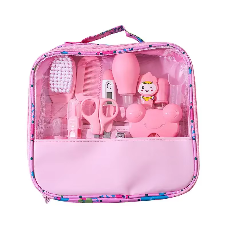 Kit Essentiel pour Bébé 13 Pièces : Ensemble de Brosses, Soins Capillaires, Thermomètre, Coupe-Ongles pour Nouveau-né