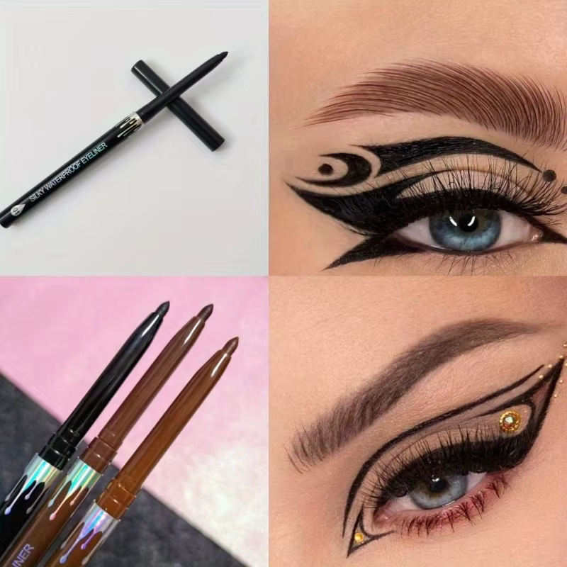 Crayon Eyeliner Gel lisse, imperméable, longue durée, Ultra-fin, naturel, doux, sans taches, noir, marron, stylo de maquillage pour les yeux