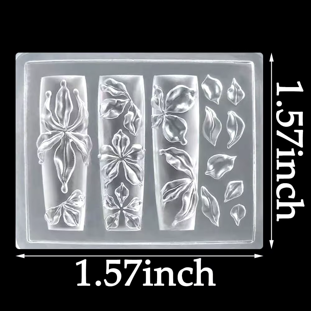 Moule à ongles en Silicone fleur de lys glacée