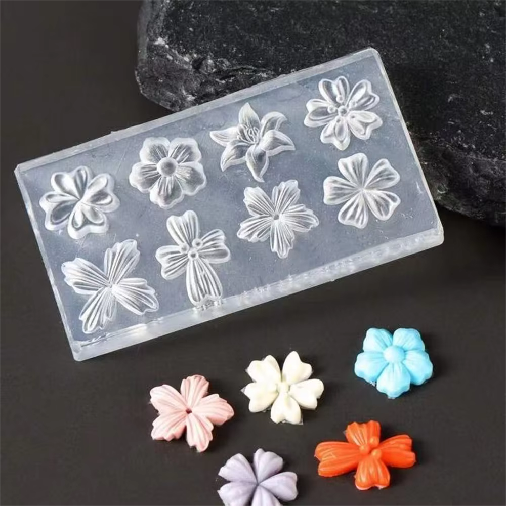 Moule à ongles en silicone motif pétales de fleurs printanières