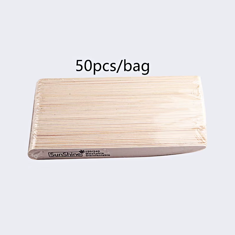 50 pcs/lot limes à ongles en bois blanc 150/240 manucure pédicure soin Nail Art pour UV Gel vernis tampon blocs outil
