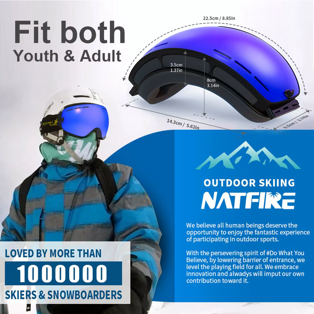 NATFIRE lunettes de Ski Double couches Anti-buée UV400 Snowboard lunettes de neige motoneige lunettes Sport de plein air Ski Googles
