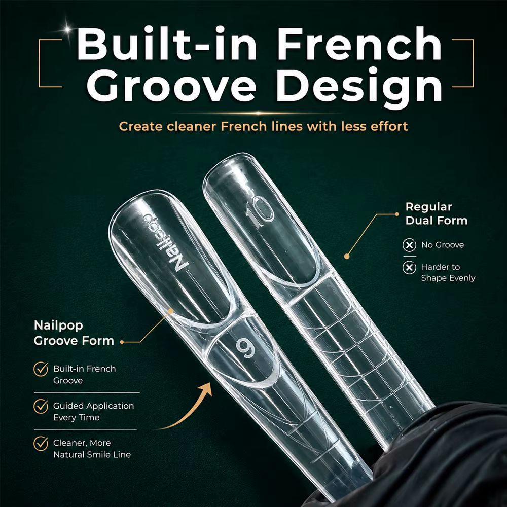 Nailpop 150 pièces Formes Cercueil Double Usage French Transparent 15 Tailles Système de Superposition 3D Créatif Manucure Salon DIY en une seule étape