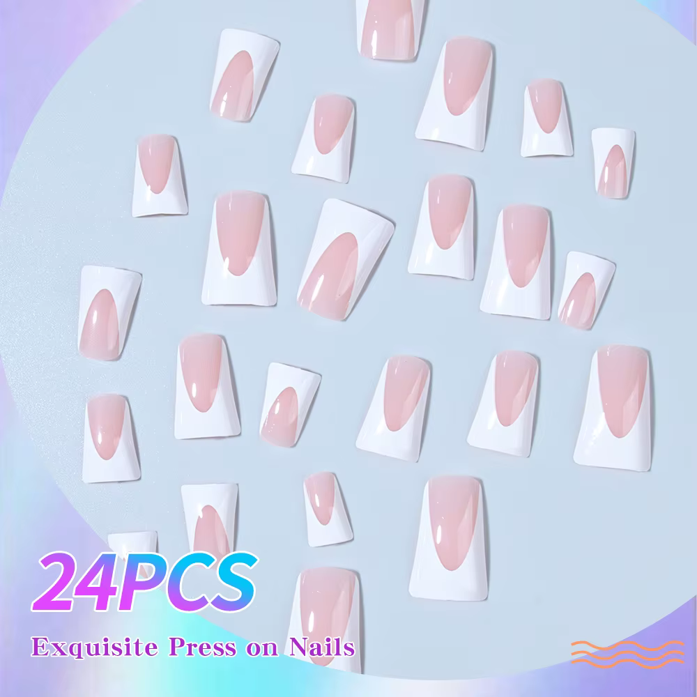 Faux ongles en résine blanche de style français