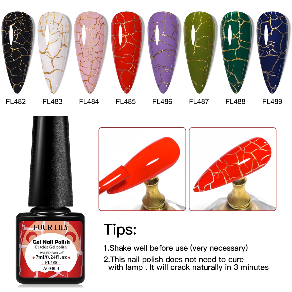 Quatre Lily 7ml Crackle Gel vernis à ongles hybride naturel sec bricolage Nail Art Cracking Gel