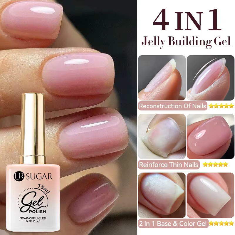 UR SUGAR 15ml Gel de construction de gelée pour construire renforcer les ongles fins manucure naturelle Nail Art