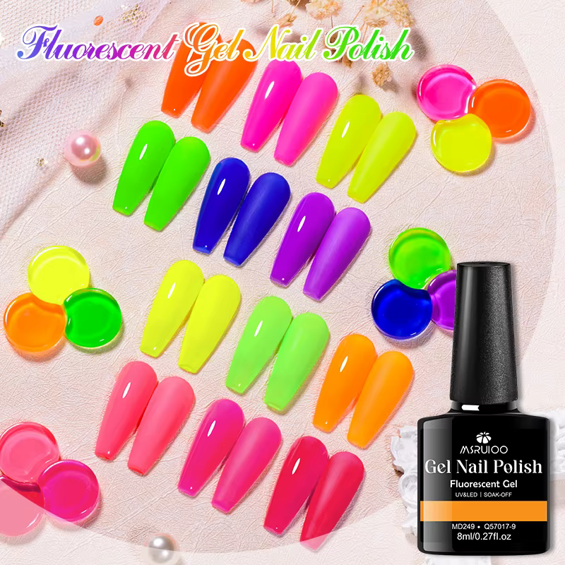MSRUIOO 3 pièces/ensemble ensemble de vernis à ongles Gel Fluorescent néon brillant rose rouge Greern Orange tremper Gel UV ensemble de vernis à ongles