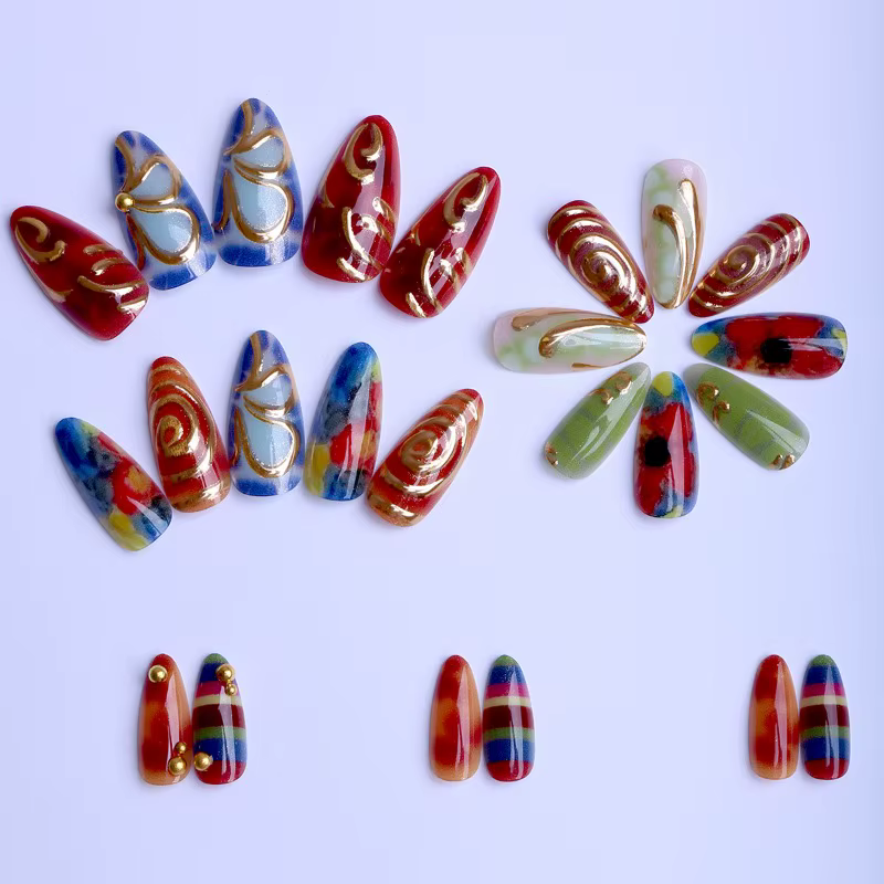 24 faux ongles à presser en amande