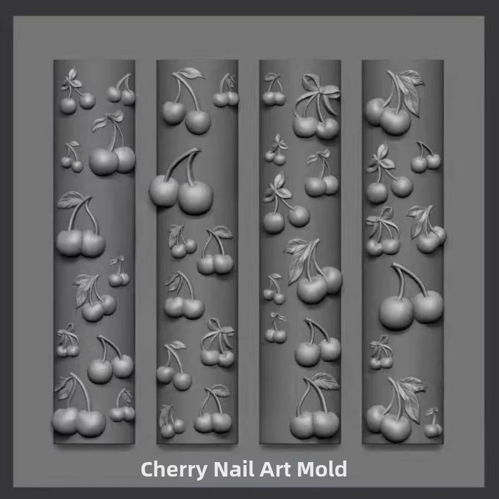 Modèles d'ongles Design cerise 3D