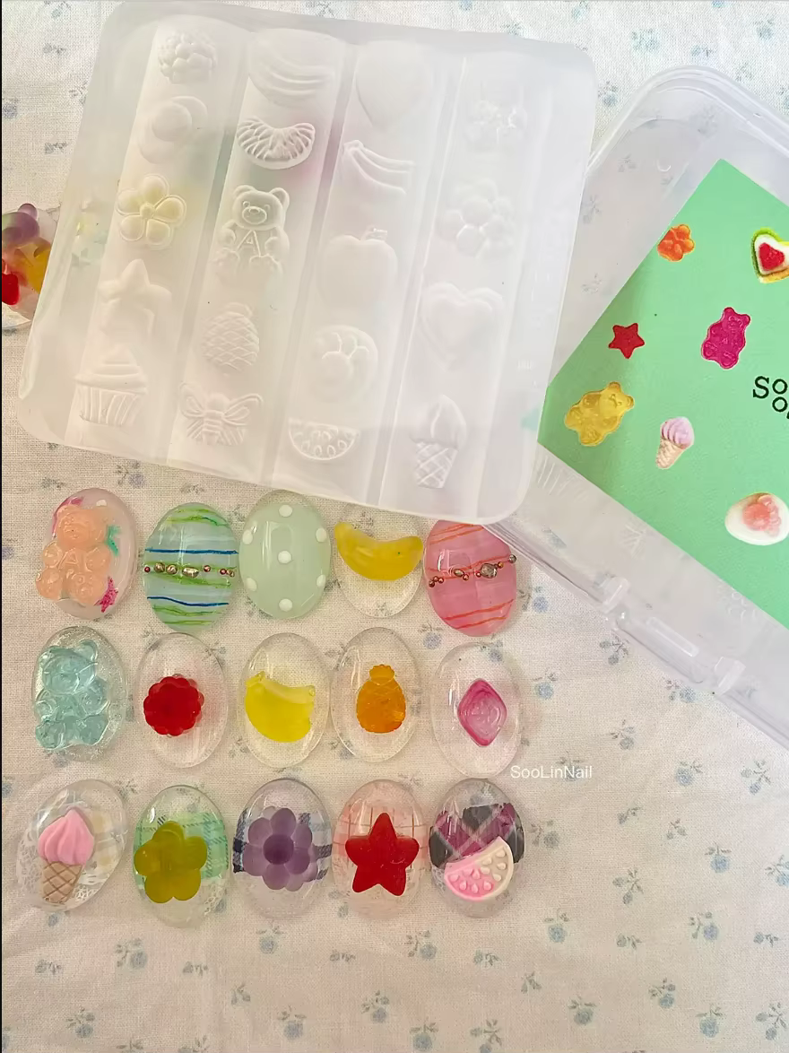 Moule en silicone pour nail art en forme de oursons gommeux mignons